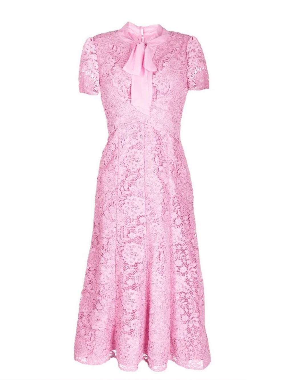 Self-Portrait Pink Cord Lace Crossover Midi Dress UK10 US6